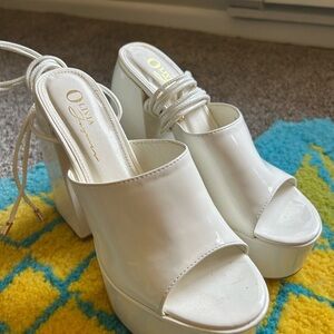 Forever 21 White Platform Shoes with Chunky Heel
